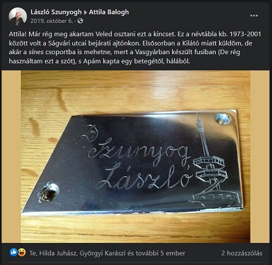 Facebook-üzenet, amit a kötetek egyik szerkesztőjének küldtem, a kép be is került a könyvbe